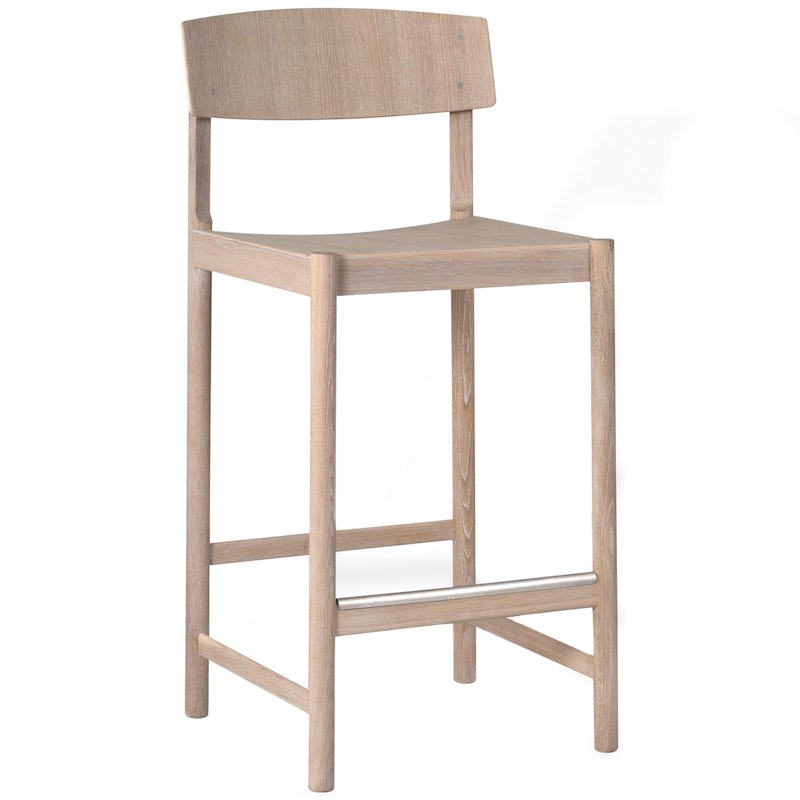 Rod Bar Stool 65 cm, White Wax Oiled Oak