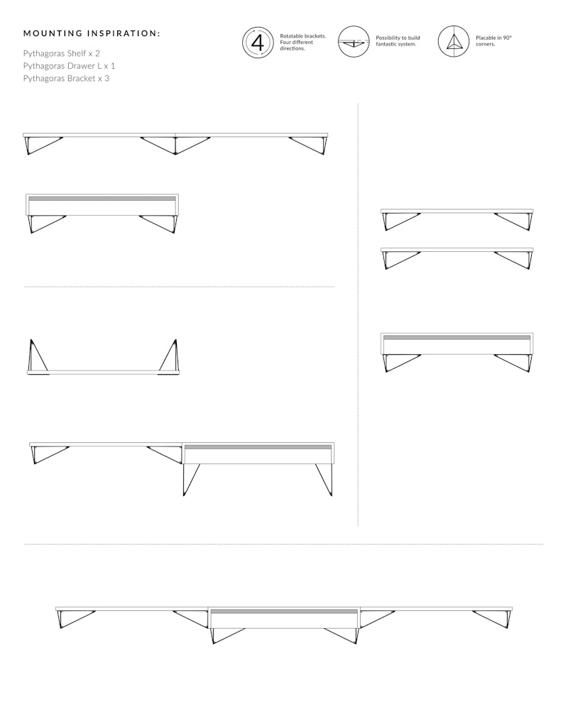 maze PYTHAGORAS SHELFホワイト Pythagoras Shelf Set With Drawer L, White from Maze
