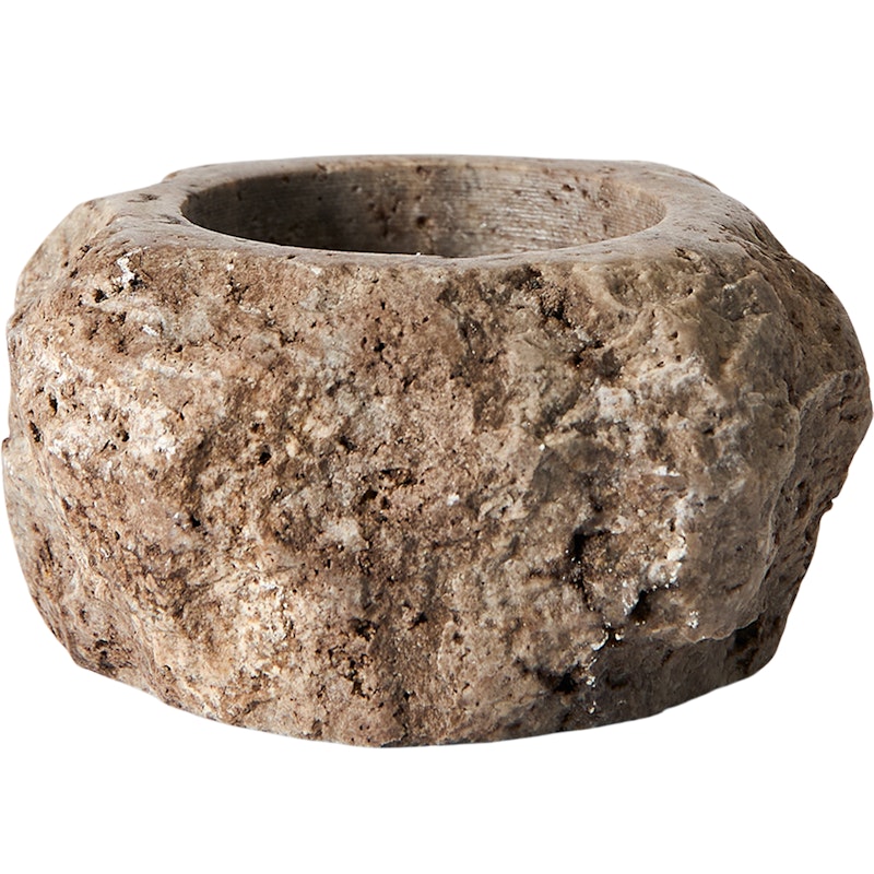 Minerva Candle Holder, Travertine