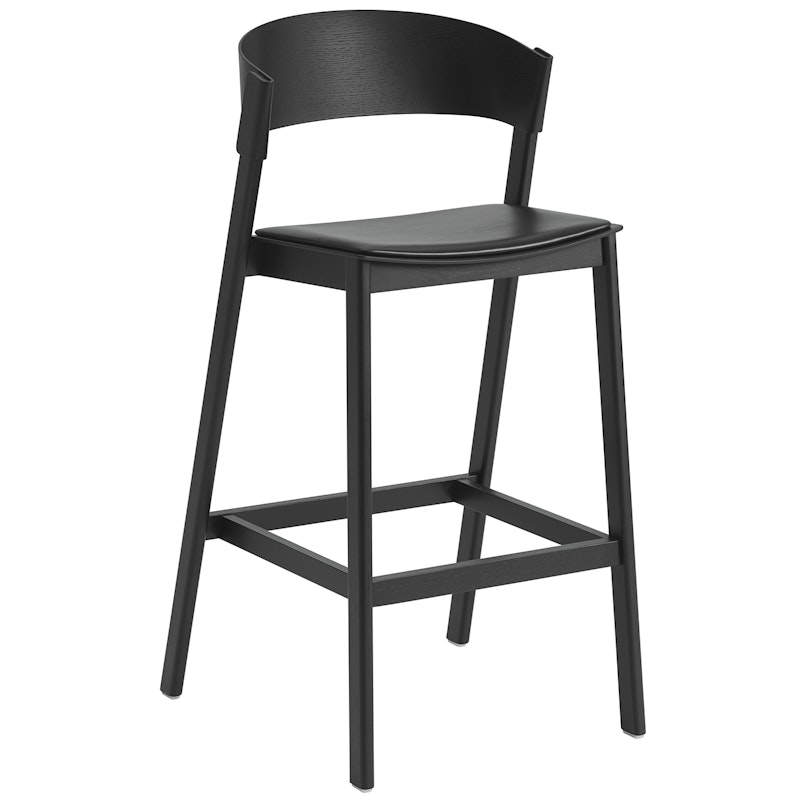 Cover Bar Chair With Backrest 75 cm, Black / Black Leather