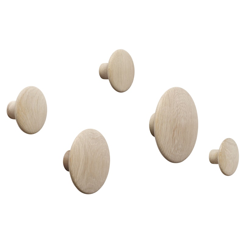 Dots Wood Hooks 5-pack, Oak