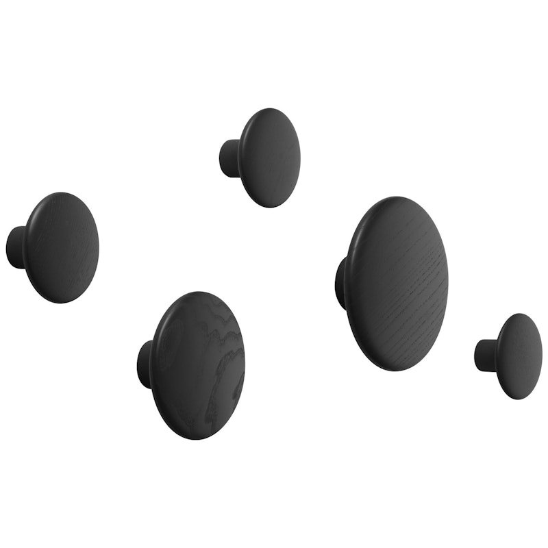 Dots Wood Hooks Wood 5-pack, Black