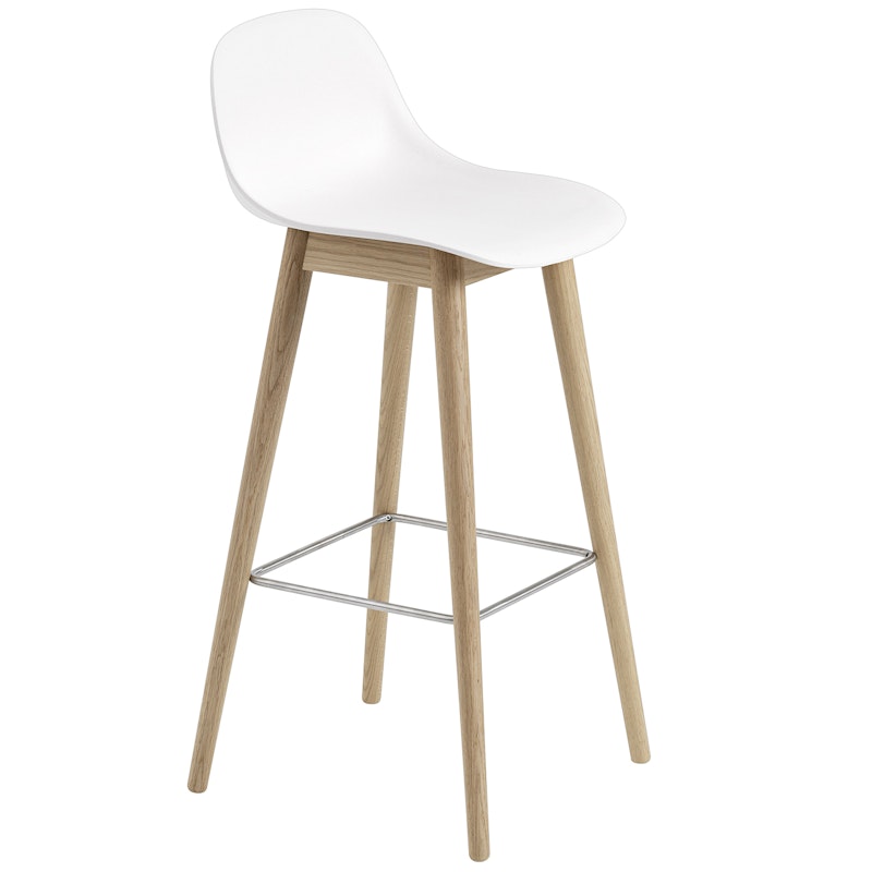 Fiber Bar Stool Wood With Backrest 75 cm, Natural White / Oak