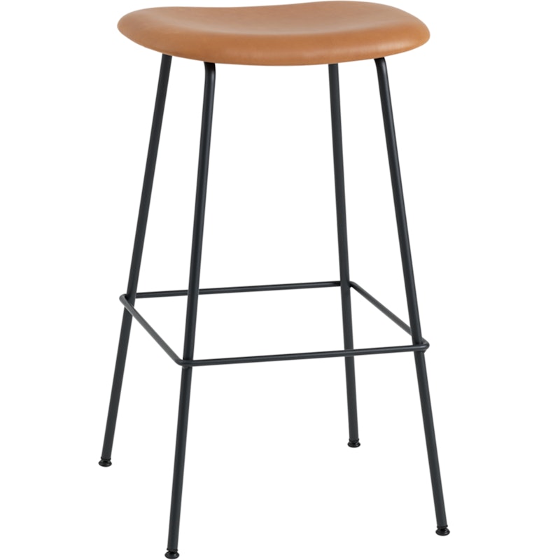 Fiber Tube Bar Stool 75 cm, Refine Leather Cognac / Black