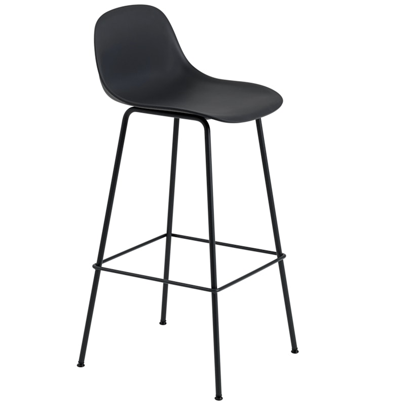 Fiber Tube Bar Stool With Backrest 75 cm, Black / Anthracite