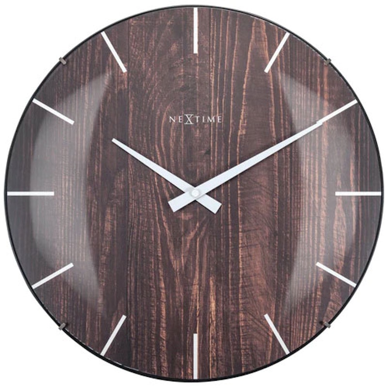 Edge Wood Dome Wall Clock Ø35 cm, Dark Brown