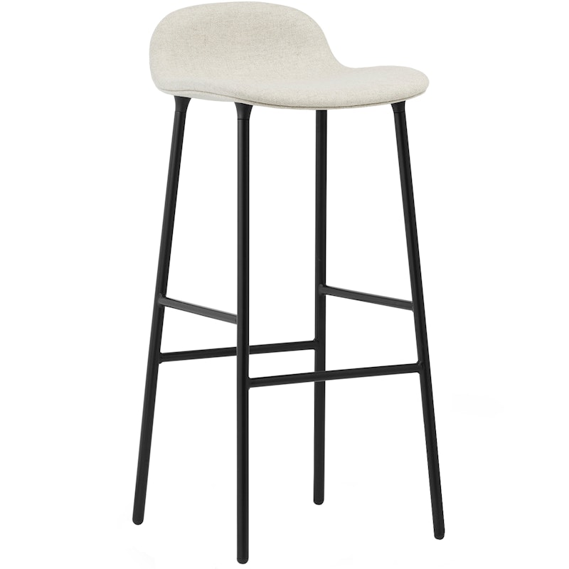 Form Bar Stool 75 cm, White Leather / Black Steel