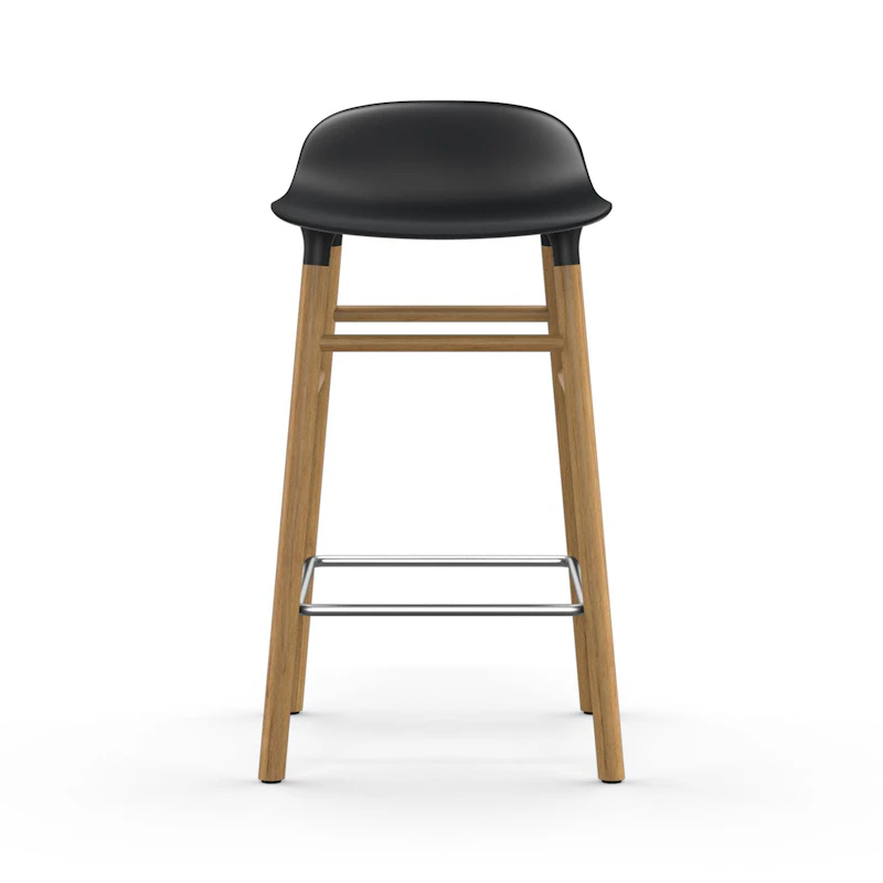 Form Bar Stool Oak Base, 65cm, Black