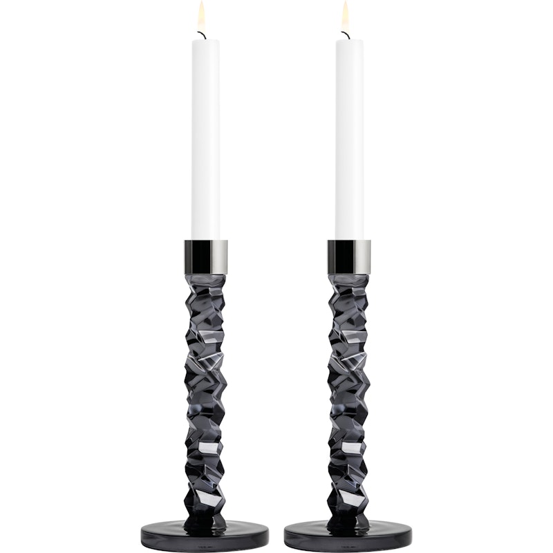 Carat Candle Holder H 24,2 cm, 2 pcs, Anthracite