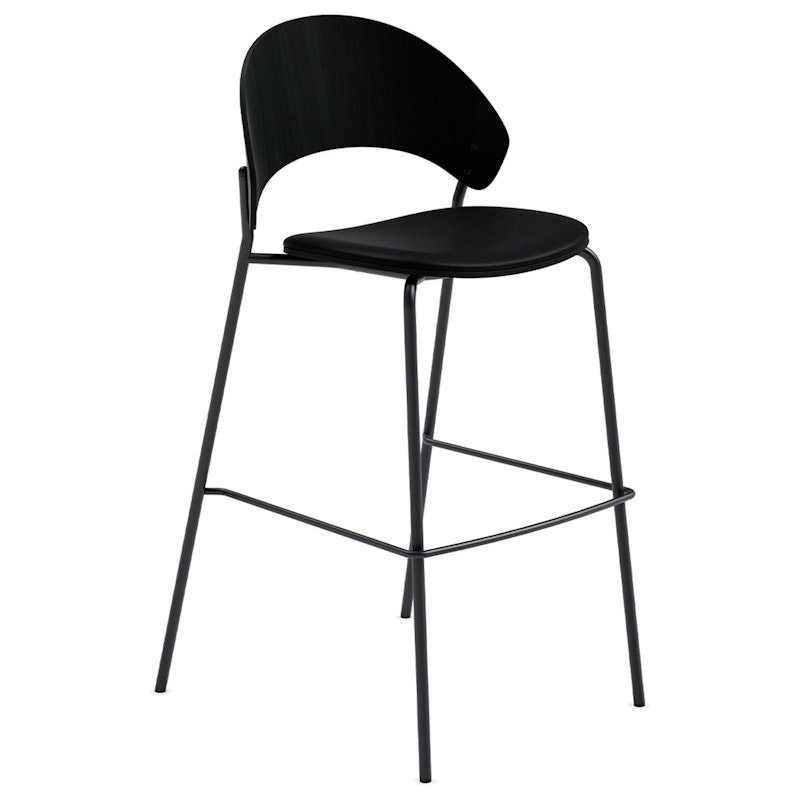 Dosina Bar Stool 65 cm, Black Oak / Black Leather