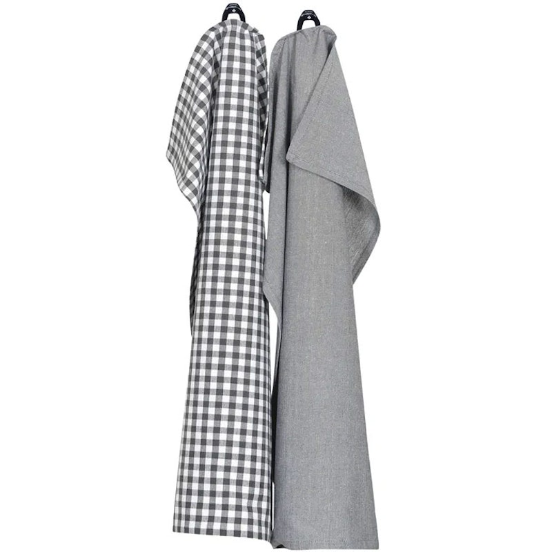 Bella Kitchen Towel 50x70 cm 2-pack, Dark Grey / White