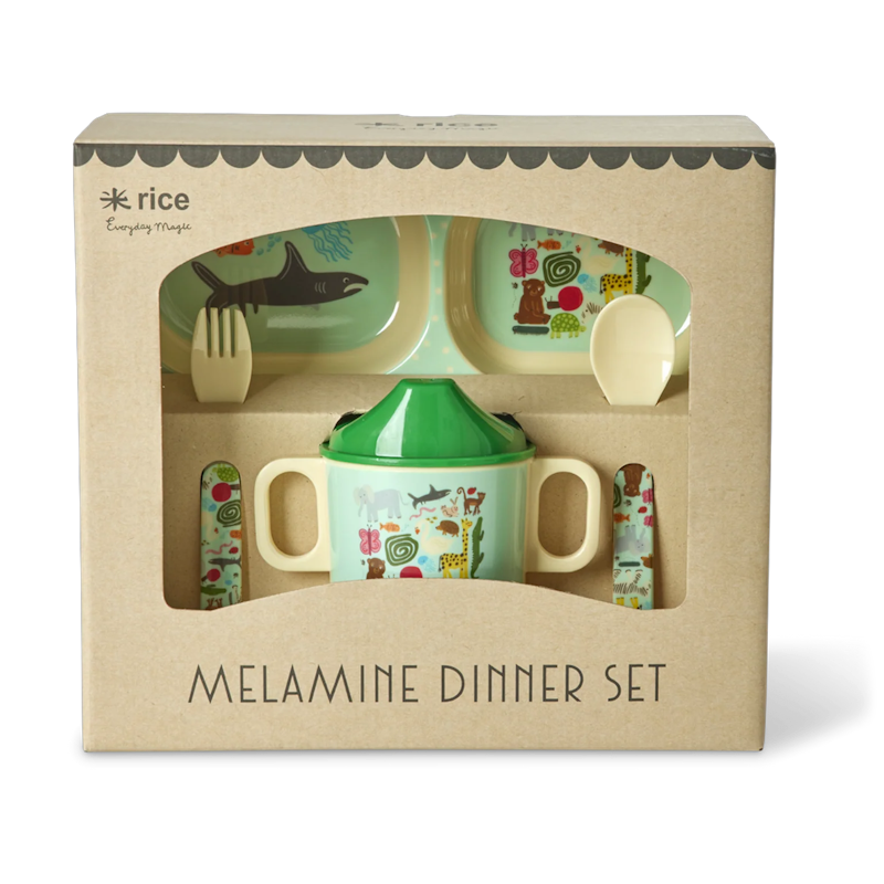 Childrens Tableware Melamine, Mint Wildlife
