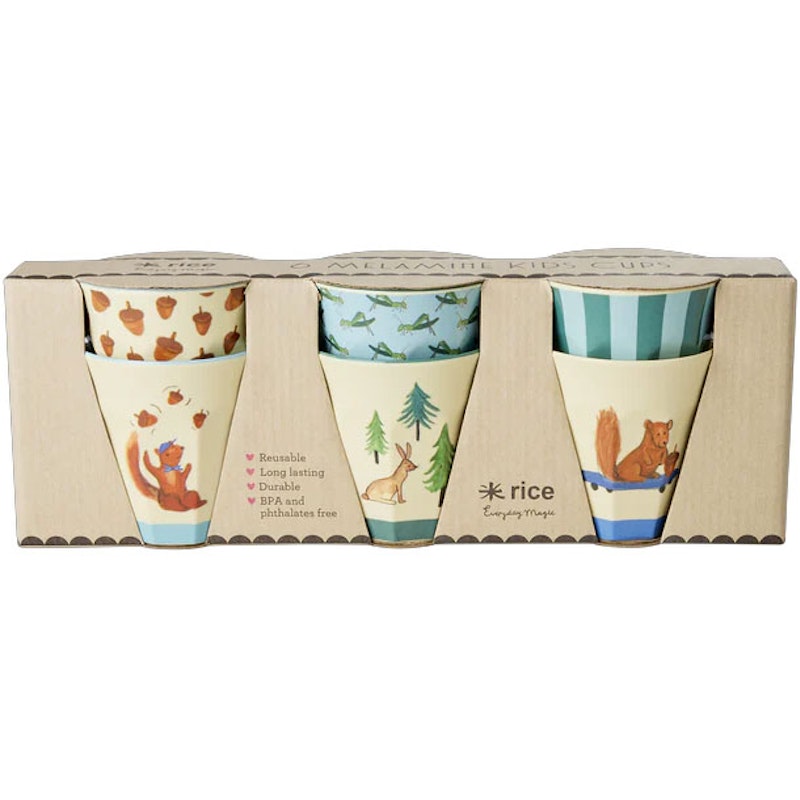 Melamine Cups 6-pack, Blue Happy Forest