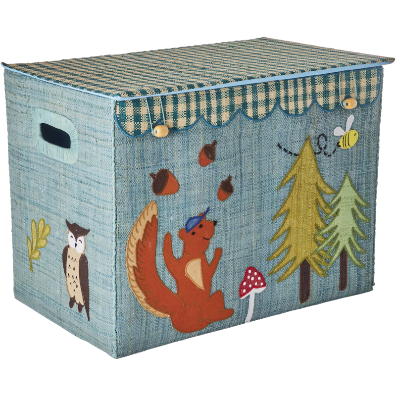 Raffia Toy Storage Large Foldable, Happy Forest