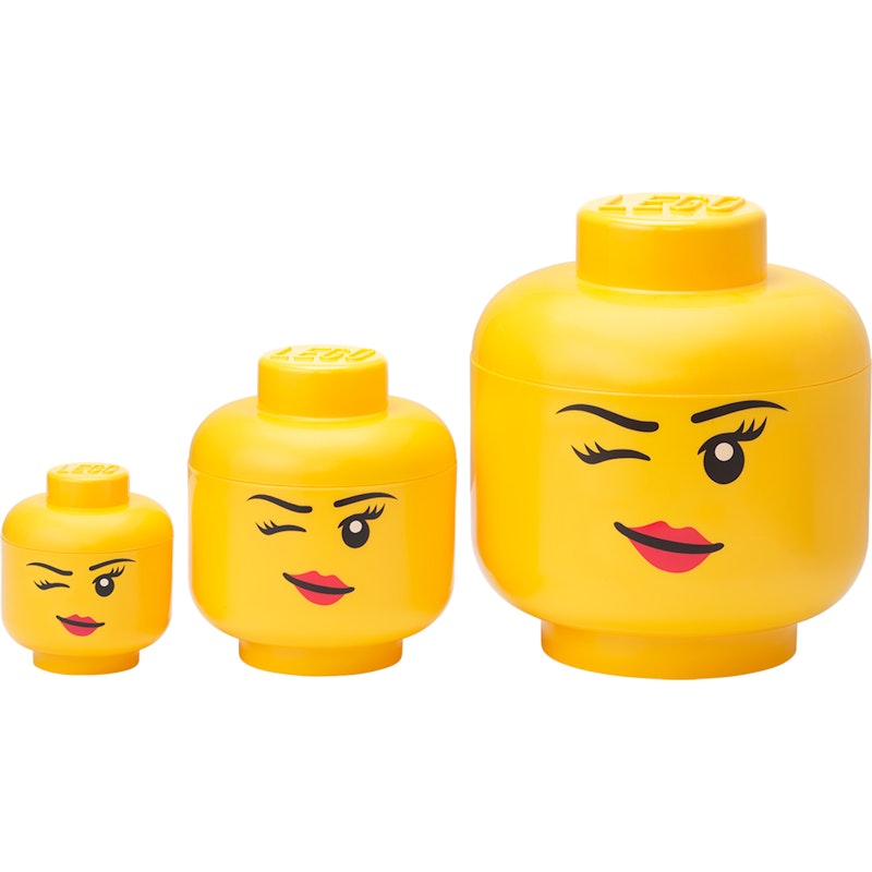 LEGO Storage Box Head Collection 3 Pieces Winking RoyalDesign