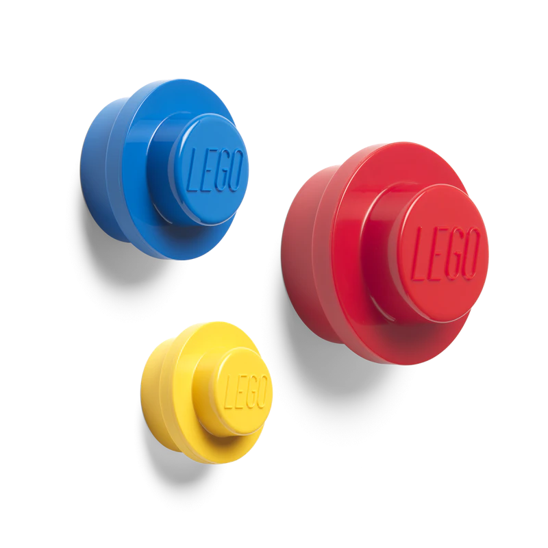 LEGO® Wall Hooks 3-pack, Blue / Red / Yellow