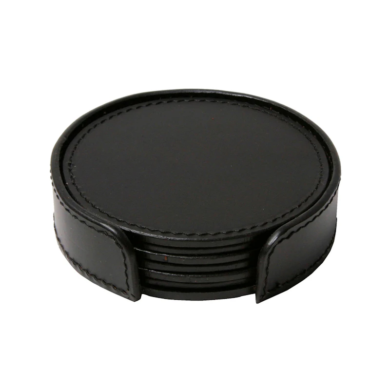 Coasters Round 6 Pcs, Black
