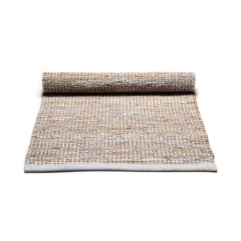 Jute/Leather Rug 65x135, Light Grey