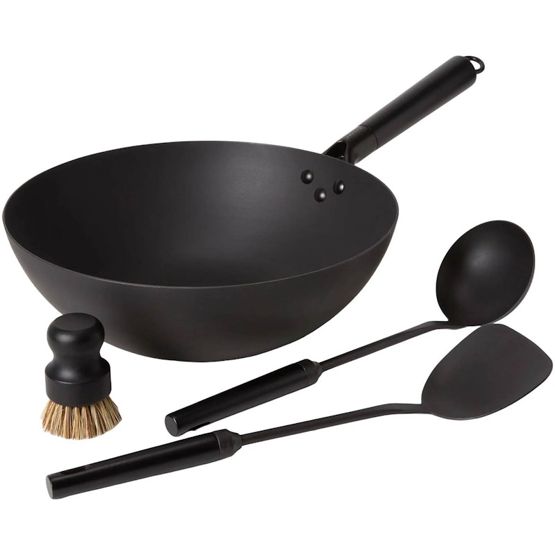 Wok Set Carbon Steel 4 Pieces