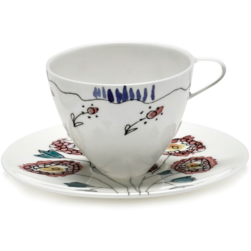 Anemone Milk Coffee Cup High With Saucer