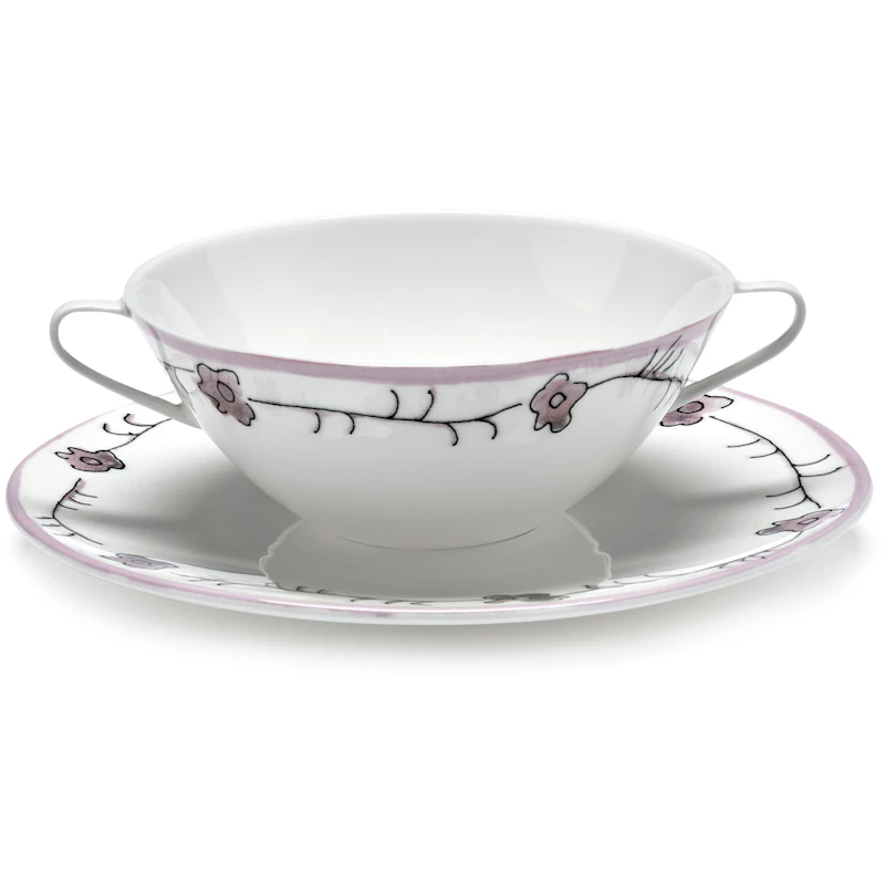 Dark Viola Soup Bowl With Saucer