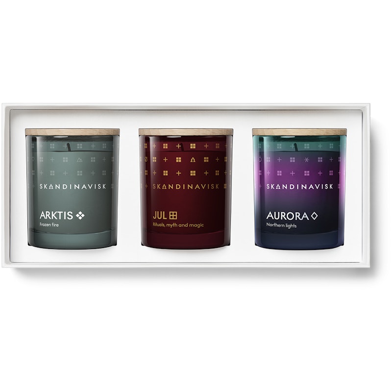 Winter Solstice Scented Candle Set, 3 x 65 g