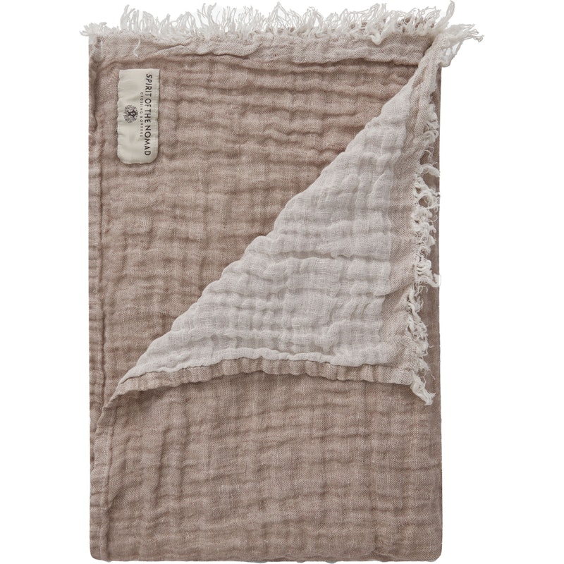 Linen Throw 130x170 cm, Off-white / Ash Brown