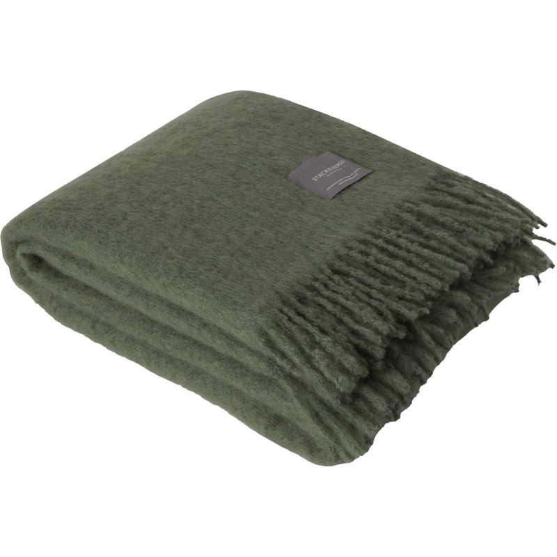 Mohair Blanket Rolled Fringe 130x170 cm, Olivine