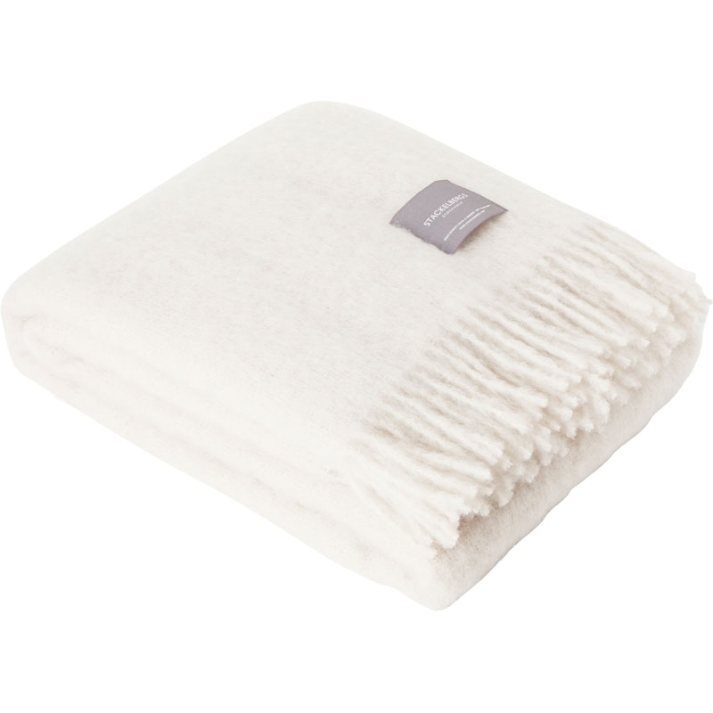 Mohair Blanket Rolled Fringe 130x170 cm, Reflection White