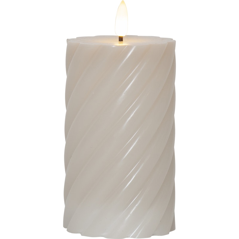 Flamme Swirl LED Pillar Candle 15 cm, Beige