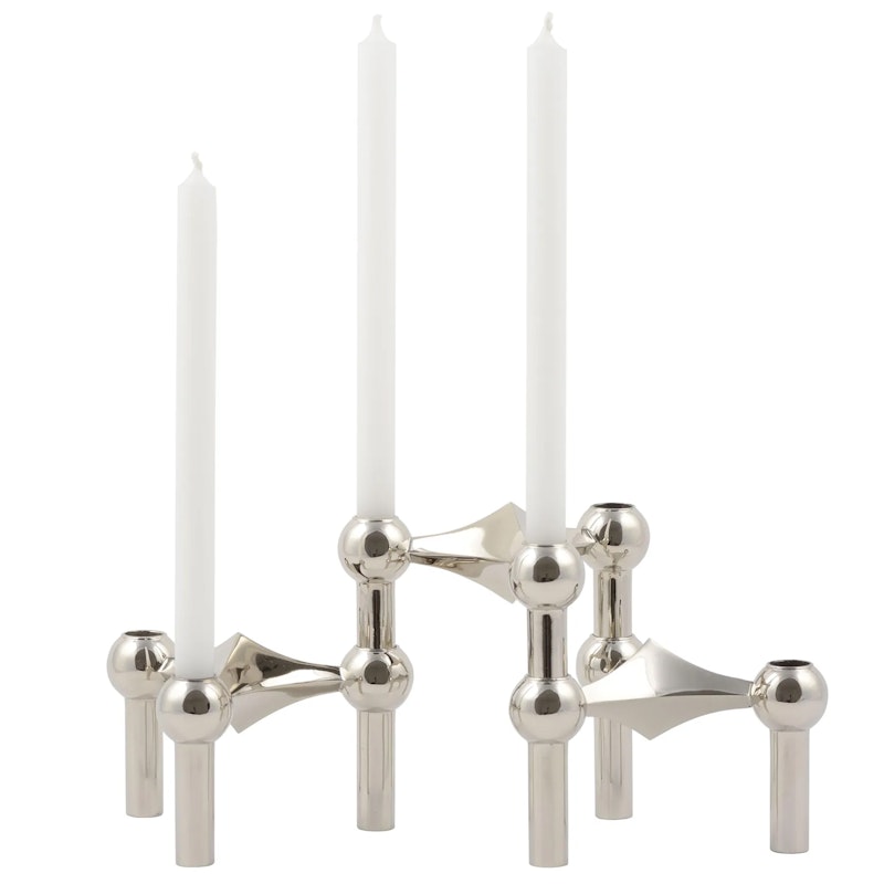 Stoff Nagel Candlestick Chrome + Candle 12-pack