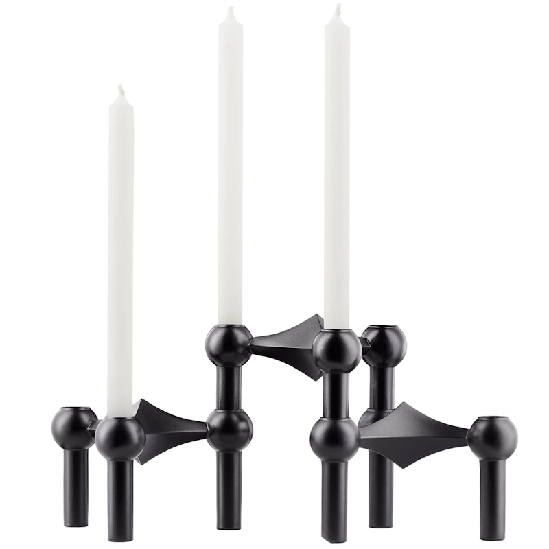 Stoff Nagel Candlestick Matte Black + Candle 12-pack