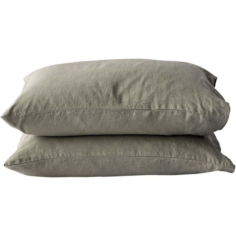 Linen Pillowcase 50x60 cm 2-pack, Olive