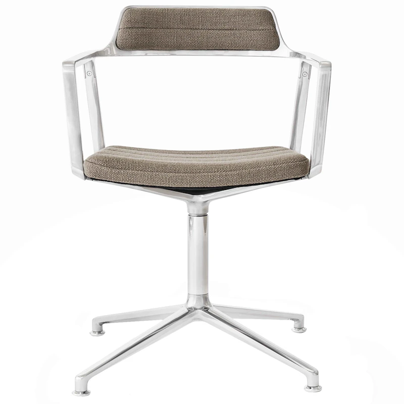 452 Swivel Chair With Feet, Dark Sand / Polished Aluminium