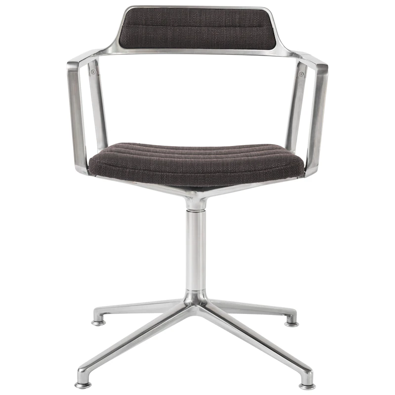 452 Swivel Chair With Feet, Polished Aluminium / Tide