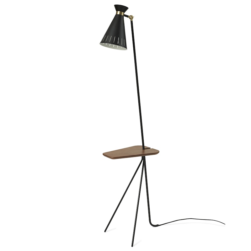 Cone Floor Lamp With Table, Black Noir