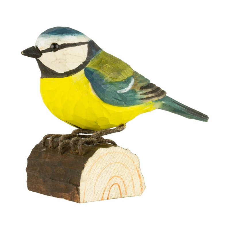 DecoBirds Hand-carved Bird, Blue Tit