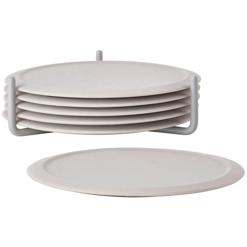 Singles Coaster With Holder, Warm Grey