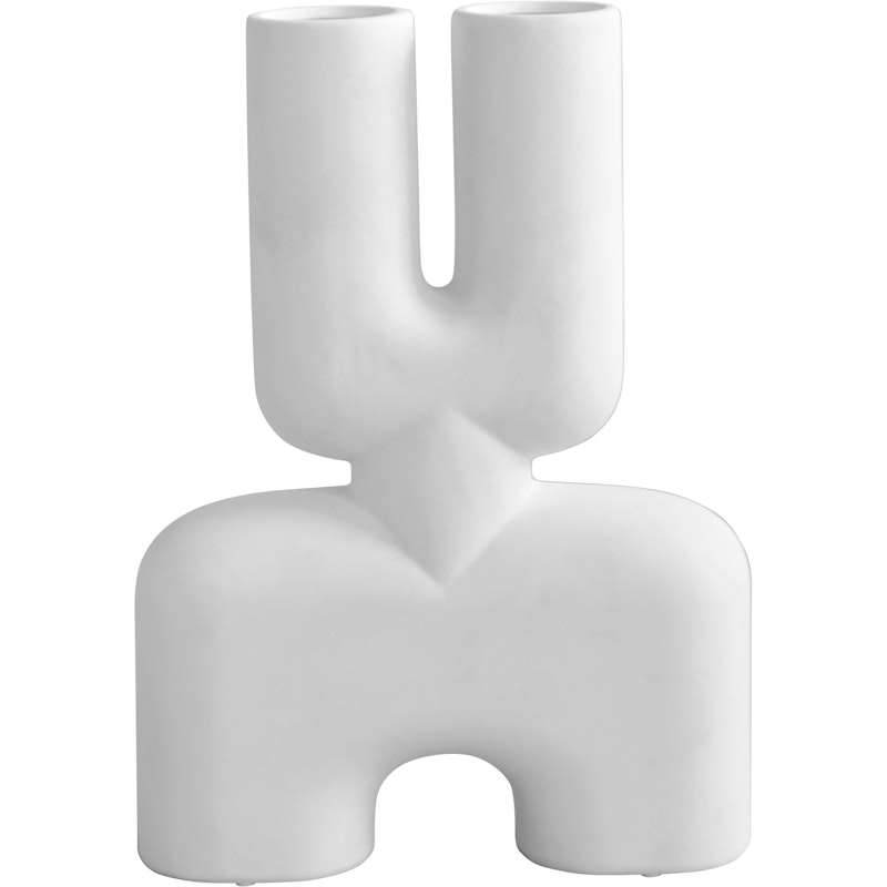 Cobra Double Medio Decorative Vase, Bone White