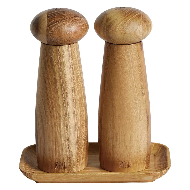 Raw Teak Salt And Pepper Mill Set