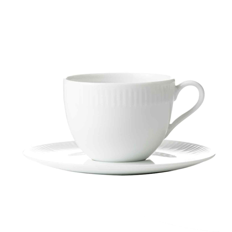 Relief Coffee Cup With Saucer 20 cl 4-Pcs, White