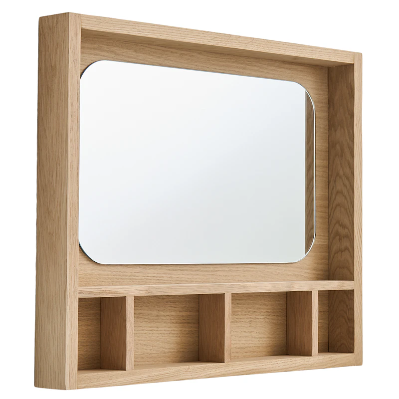 Glance Mirror 45x52 cm, White pigmented Oak