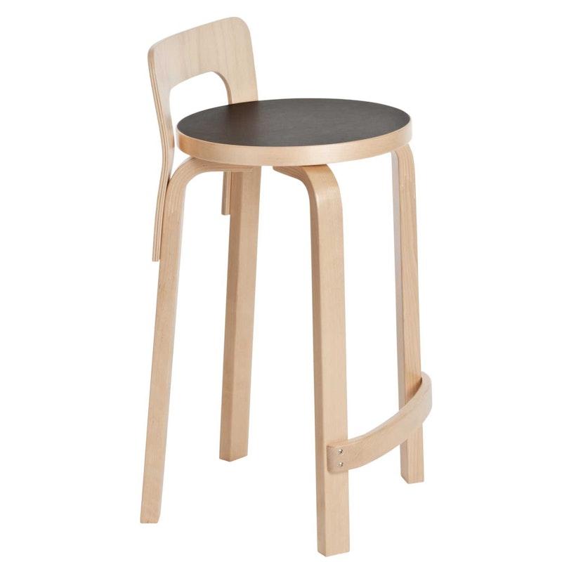 K65 Bar Stool, Birch / Black Linoleum