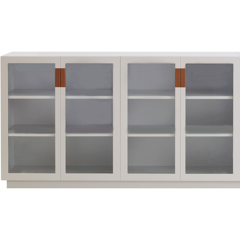 Frame 160 Medium Display Cabinet With Glass Doors, White / Cognac