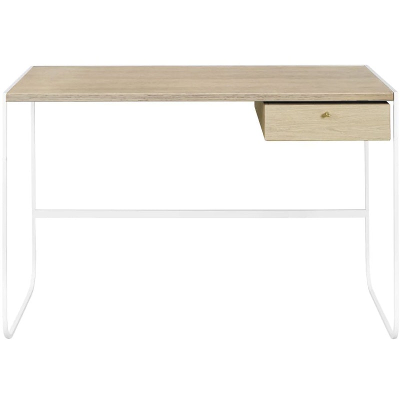 Tati Desk With Drawer, White / White stained Oak