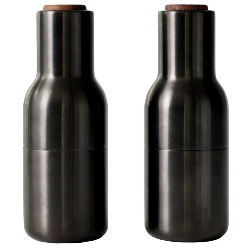 Bottle Grinder Spice Mill 2-pack, Bronzed Brass / Walnut