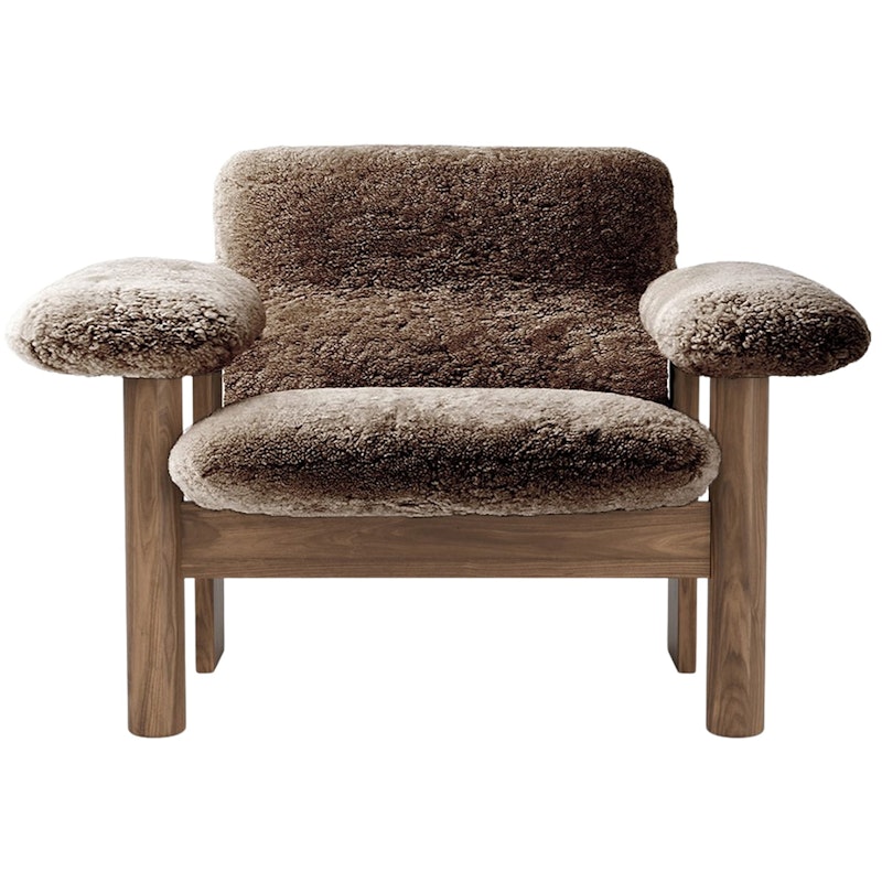 Brasilia Armchair Low Back, Walnut / Sheepskin Sahara