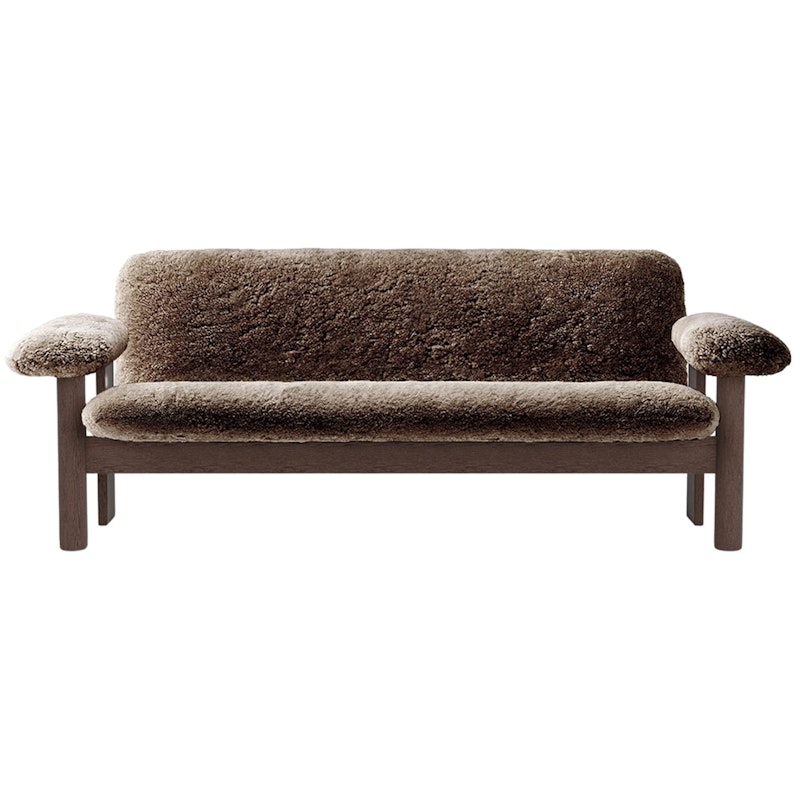 Brasilia 2-Seater Sofa, Dark Stained Oak / Sheepskin Sahara