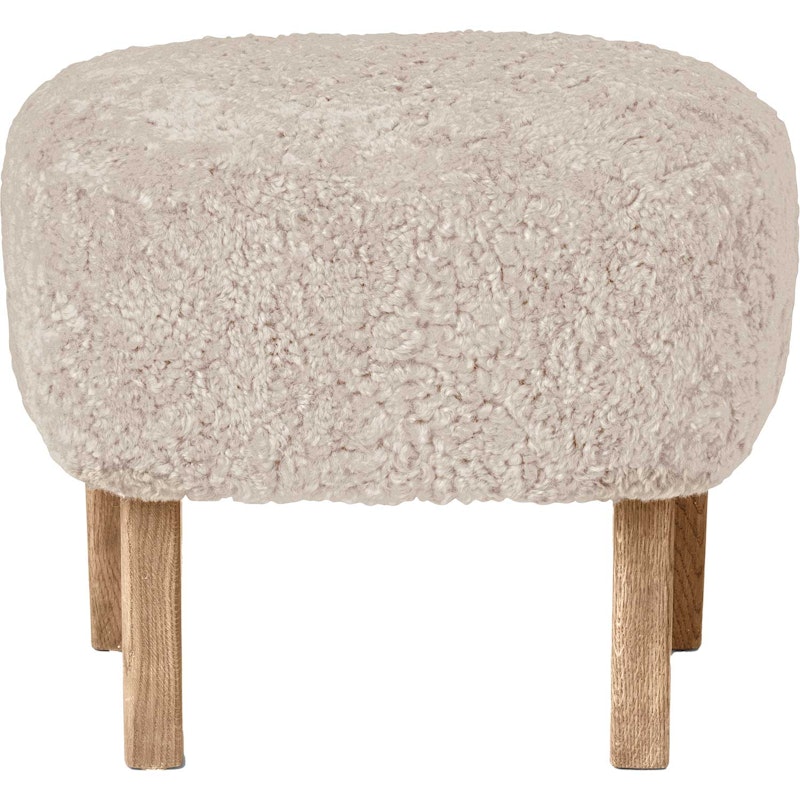 Ingeborg Footstool, Sheepskin Moonlight / Natural Oak