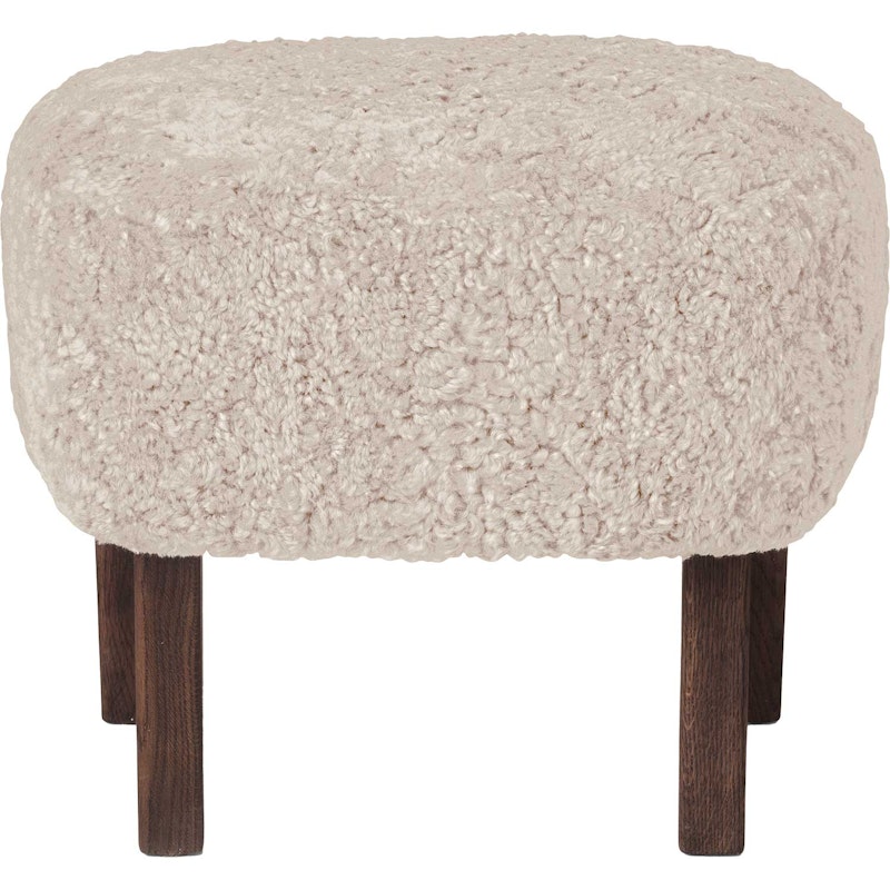 Ingeborg Footstool, Sheepskin Moonlight / Dark Stained Oak